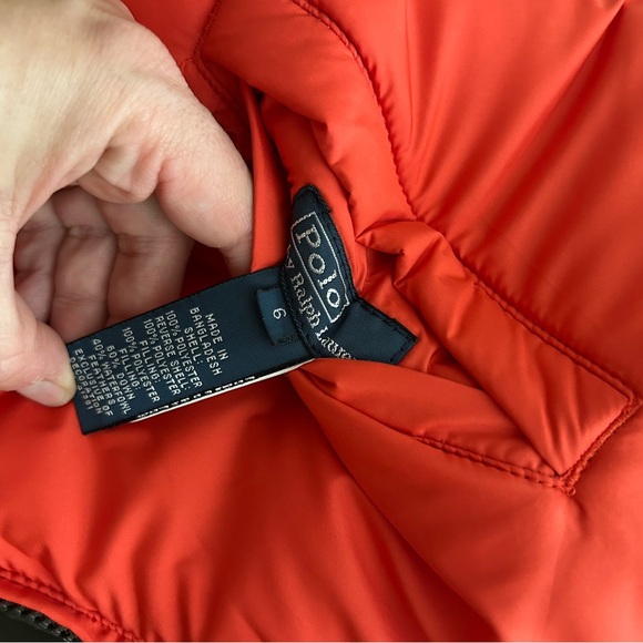 Polo Ralph Lauren Boys size 6 Bleeker Olive Green Orange Puffer Zipped Vest - Picture 5 of 7